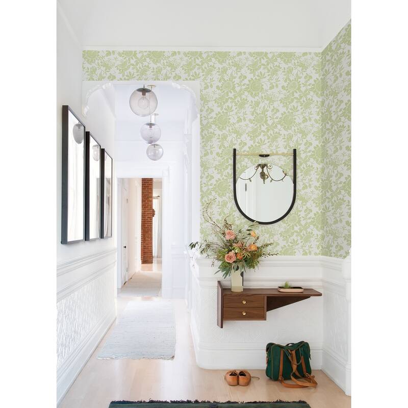 A-Street Prints Helen Light Green Floral Trail Wallpaper