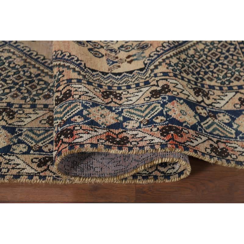 Distressed Bakhtiari Vintage Persian Area Rug Hand-Knotted Wool Carpet - 7'0" x 9'8"
