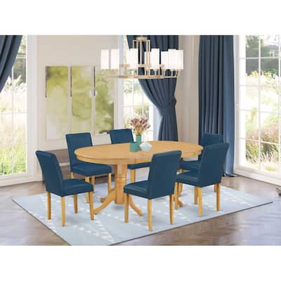 Victorian Dining Set 7Pc - Table & 6 Chairs - Vintage Style Dining Room Set with Butterfly Leaf