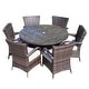preview thumbnail 3 of 10, 7-piece Modern Outdoor Aluminum Wicker Dining Set with 6 Chairs