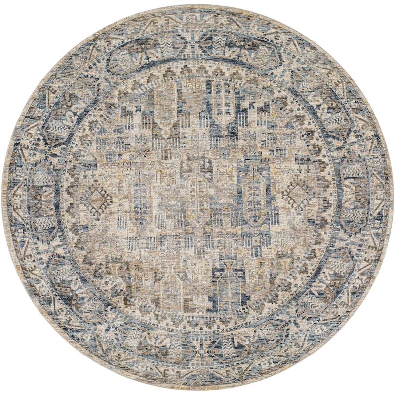 Livabliss Mirabel Traditional Area Rug - 7'10" x 7'10" Round - Tan