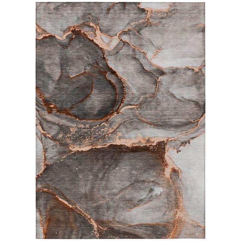Machine Washable Indoor/ Outdoor Abstract Chantille Rug