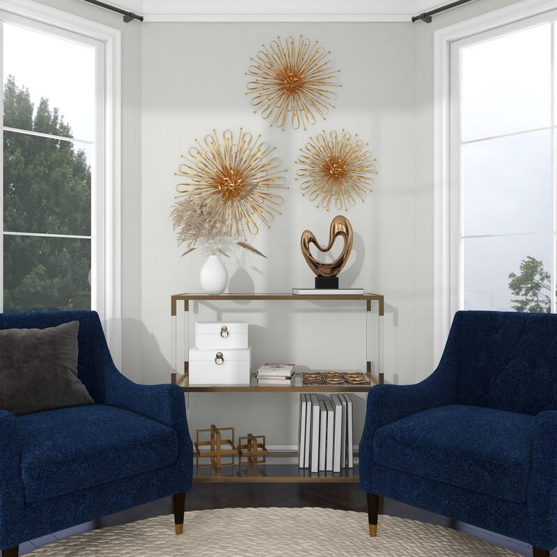Metal Starburst Home Wall Decor with Orb Detailing - Set of 3 Gold or Silver - Roche River Decor