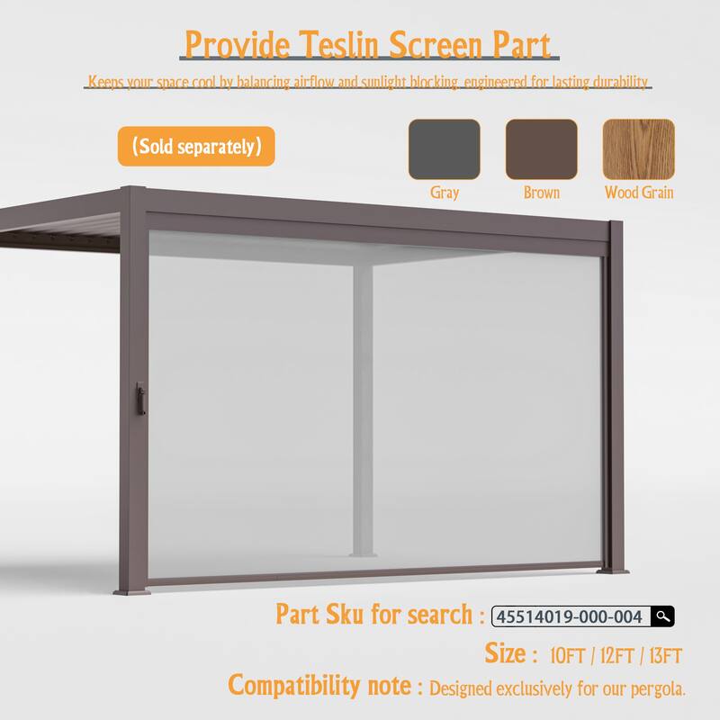 LIVOOSUN Outdoor Detachable Control Panel LED Equipped Pergola, Solar and USB Charging Options, Brown