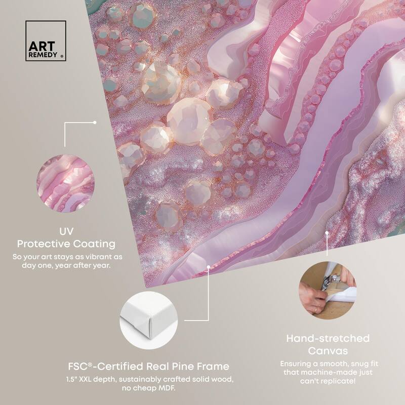 Pink and Mint Crystal I Canvas by Art Remedy, Gallery Wrapped