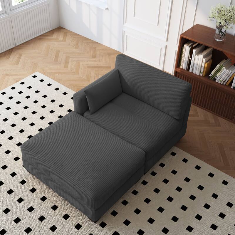 Modern Chaise Lounge Modular Sectional Sofa - Grey - Left Facing