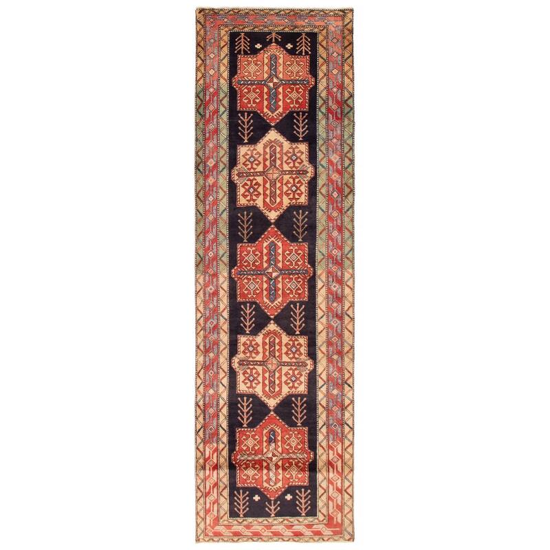 ECARPETGALLERY Hand-knotted Konya Anatolian Navy Wool Rug - 3'7 x 11'10 - Dark Navy - 3'7 x 11'10