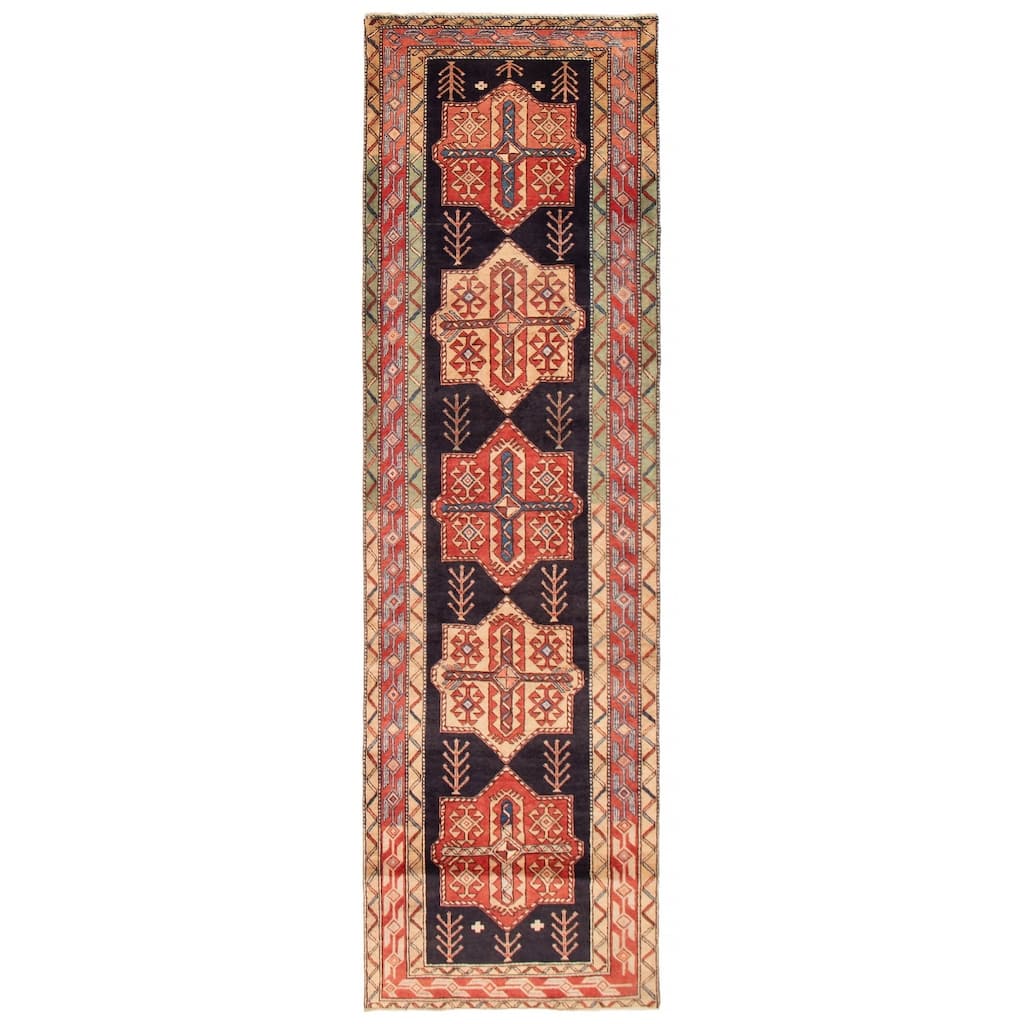 ECARPETGALLERY Hand-knotted Konya Anatolian Navy Wool Rug - 3'7 x 11'10