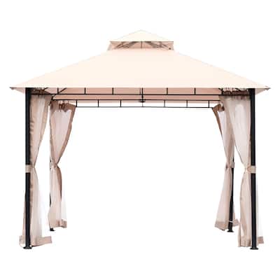 10x10 FT Outdoor Patio Gazebo with Mosquito Netting and Metal Frame - 10.8 x 10.8 x 10.4 ft