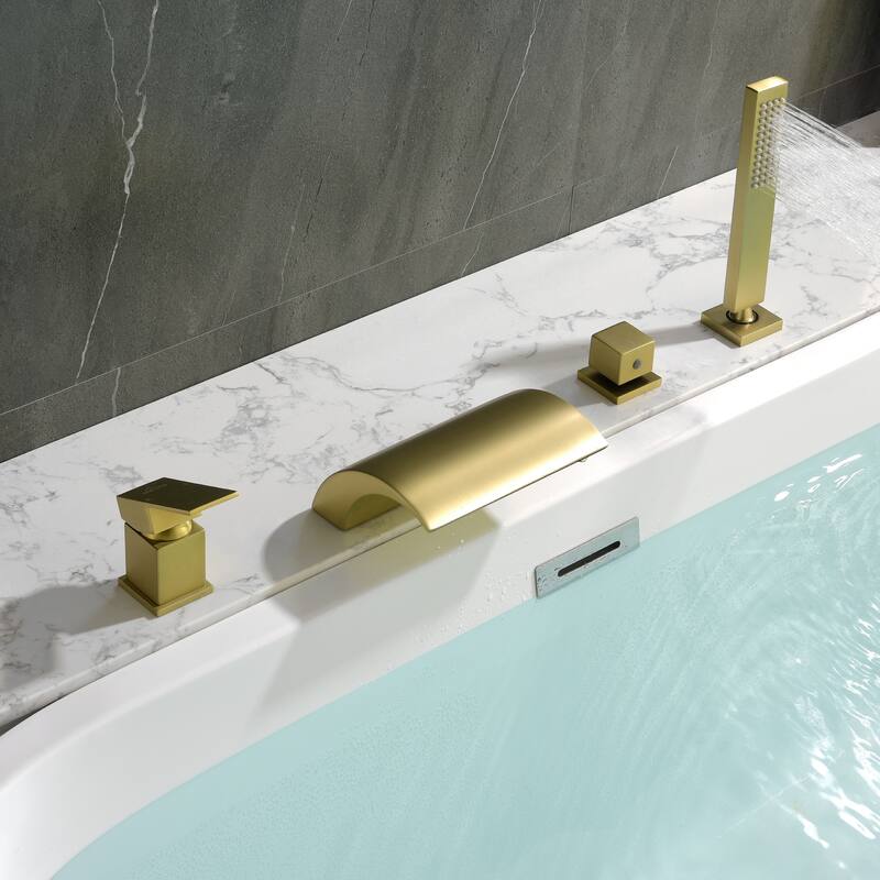Tub Deck Mount Roman Tub Faucet with 1-Hand Shower