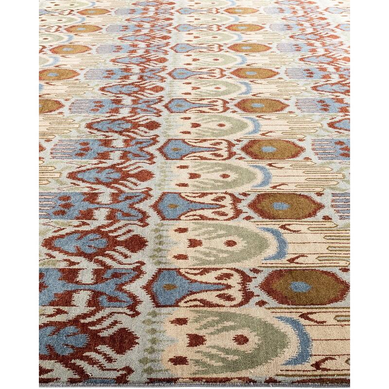 Ikat One-of-a-Kind Hand-Knotted Area Rug - Gray, 9' 1" x 12' 4" - 9' 1" x 12' 4"