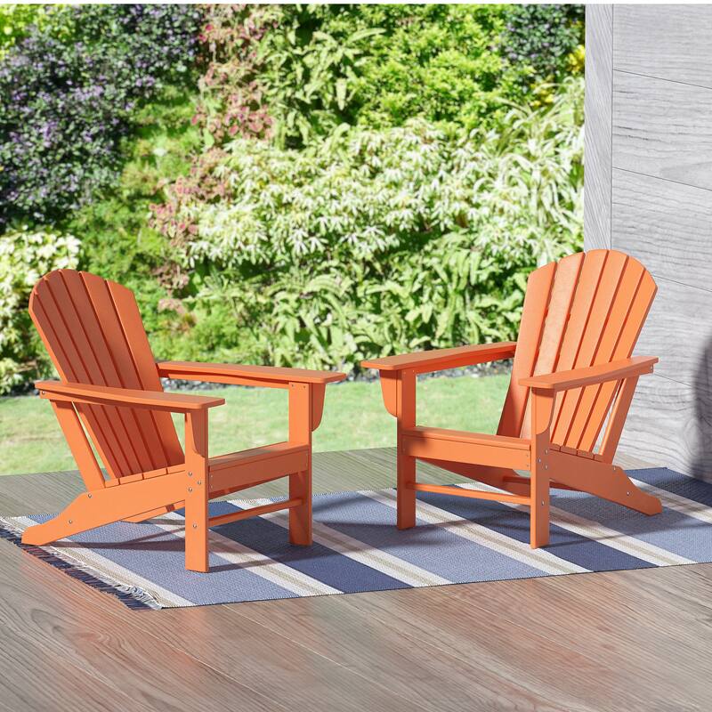 Altura Outdoor Eco-Friendly All Weather Poly Patio Adirondack Chair (Set of 2) - Orange