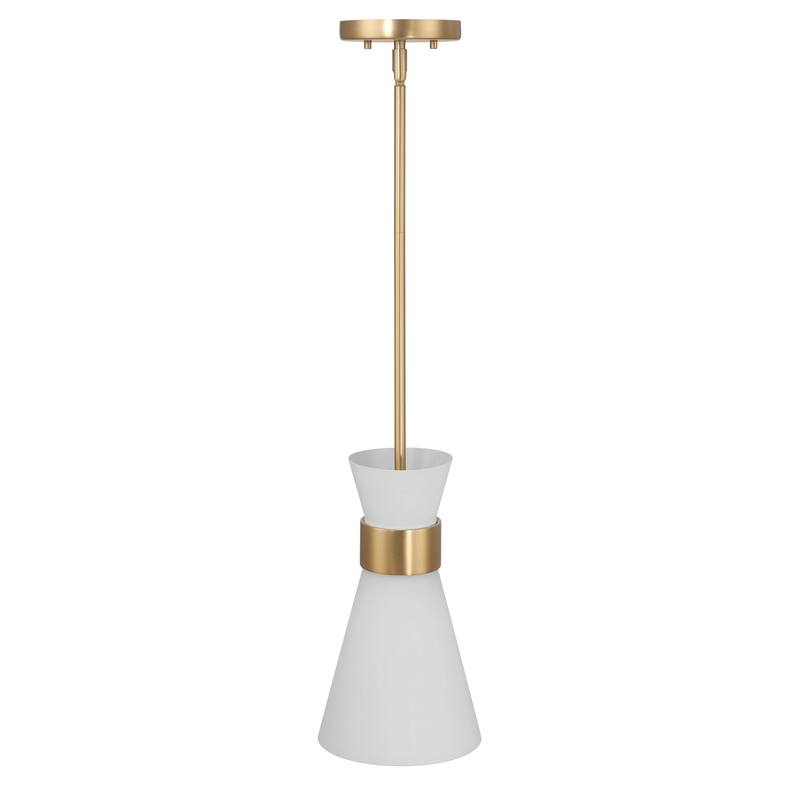 Kit Tapered Opal Glass and Metal Ceiling Light - 7.0"L x 7.0"W x 12.0"H