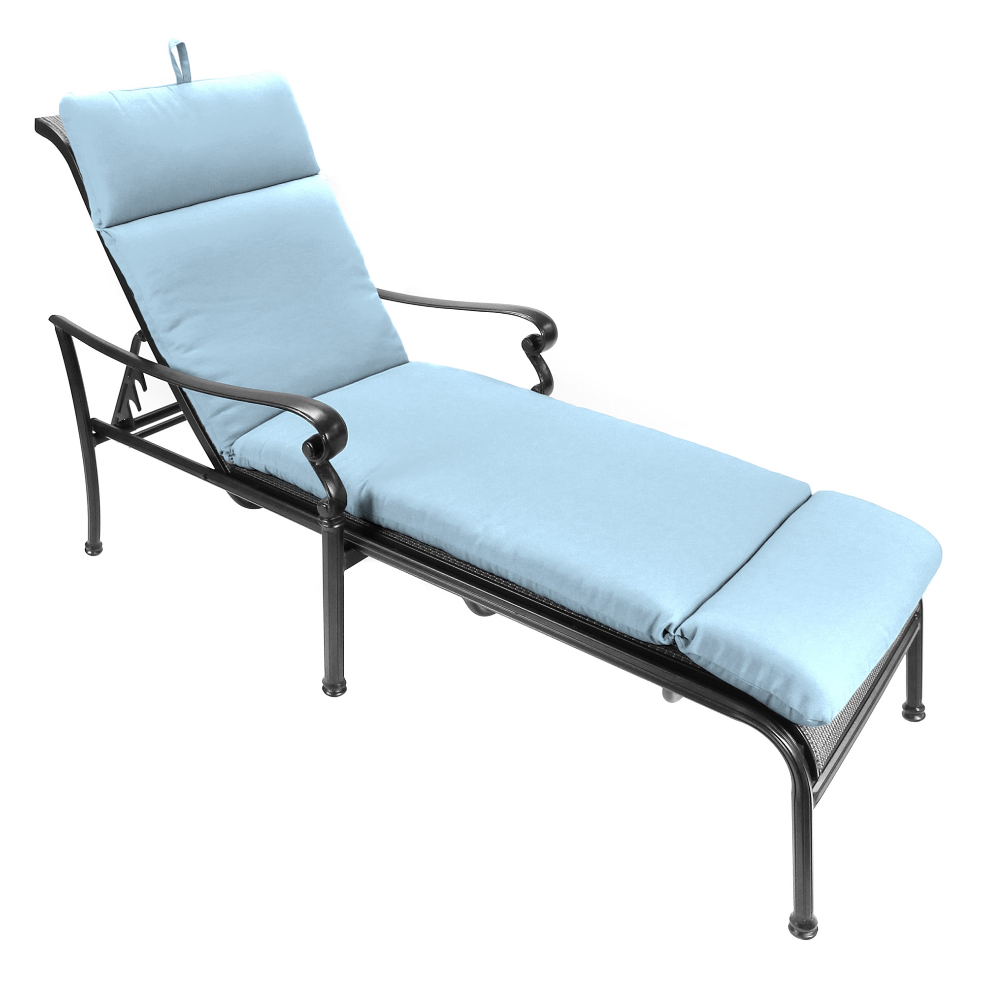 Sunbrella 74 x 22 Blue Solid Outdoor Chaise Lounge Cushion with Ties and Loop 74 L x 22 W x 5 H On Sale Bed Bath Beyond 40132932
