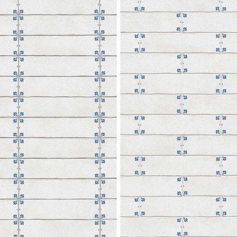 Merola Tile Crackle White Decor 2-7/8" x 11-7/8" Ceramic Wall Tile