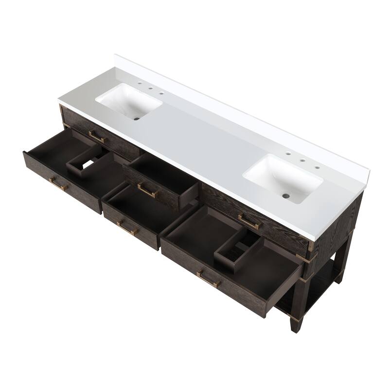 Norwalk 60 in W x 22 in D Black Oak Double Bath Vanity and Cultured Marble Top