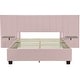 preview thumbnail 25 of 31, Full/Queen Size Upholstered Platform Bed with Shelved Headboard