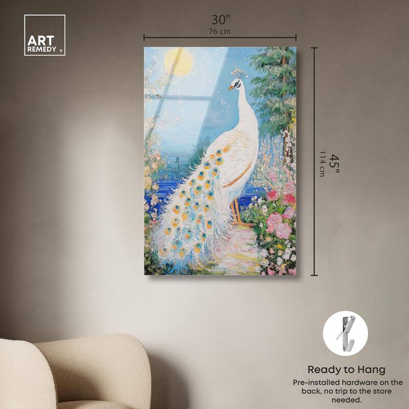 Peacock in Paradise Acrylic by Art Remedy, Ready to Hang