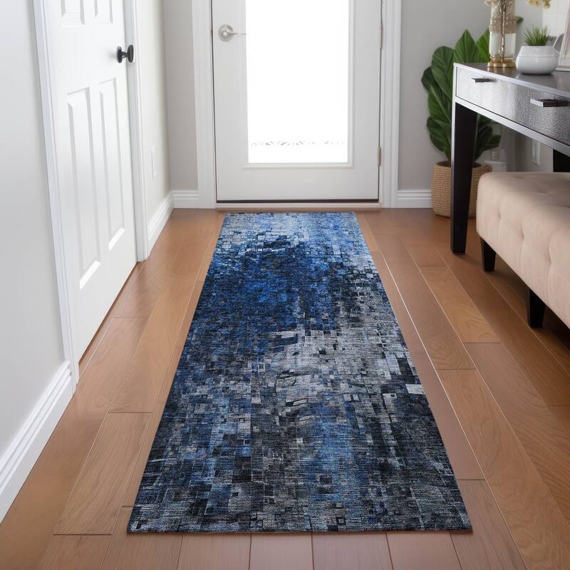 Machine Washable Indoor/ Outdoor Chantille Modern Ombre Rug - Blue - 2'3" x 7'6"