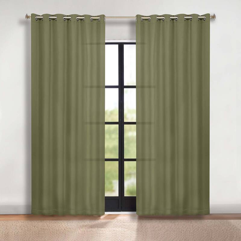 Superior Solid Machine Washable Room Darkening Grommet Blackout Curtains, Set of 2