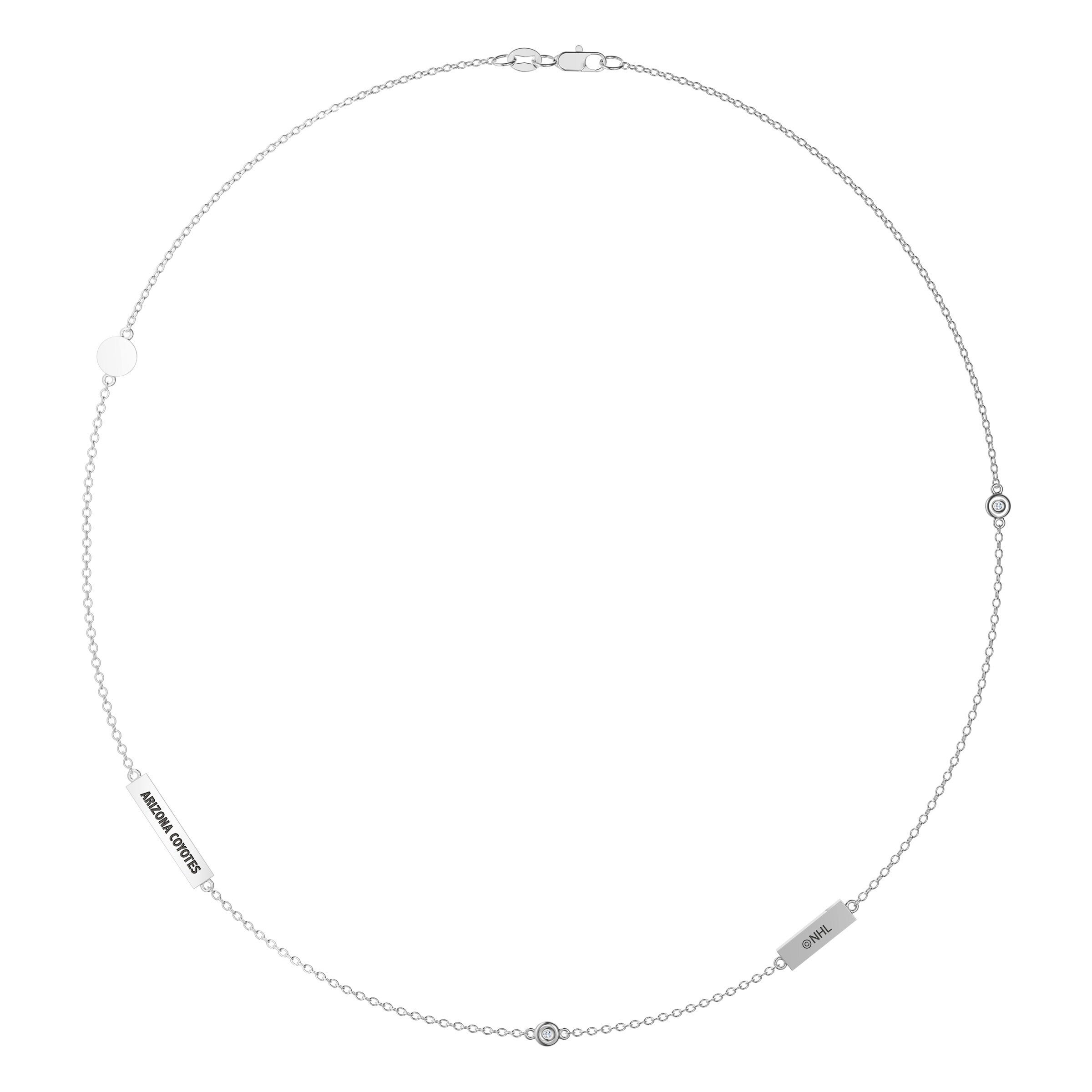 Shop Arizona Coyotes Sterling Silver Diamond Engraved Diamond 5 Station Necklace In Red Black Overstock 29909015