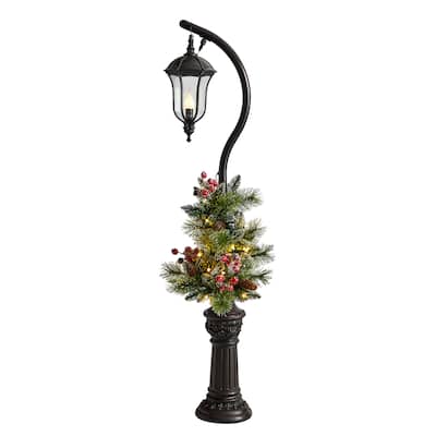 5' Berries and Pinecone LED Lighted Christmas Lamp Post