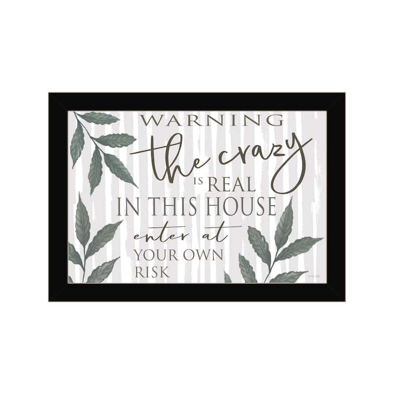 TrendyDecor4U Contemporary "The Crazy is Real" Framed Print Wall Art - Black
