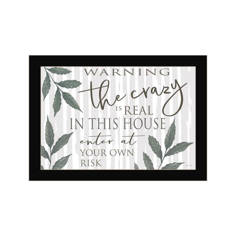 TrendyDecor4U Contemporary "The Crazy is Real" Framed Print Wall Art - Black