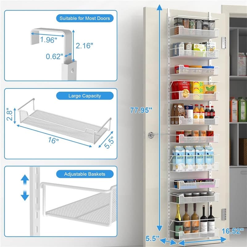Over The Door Pantry Organizer 8Tier