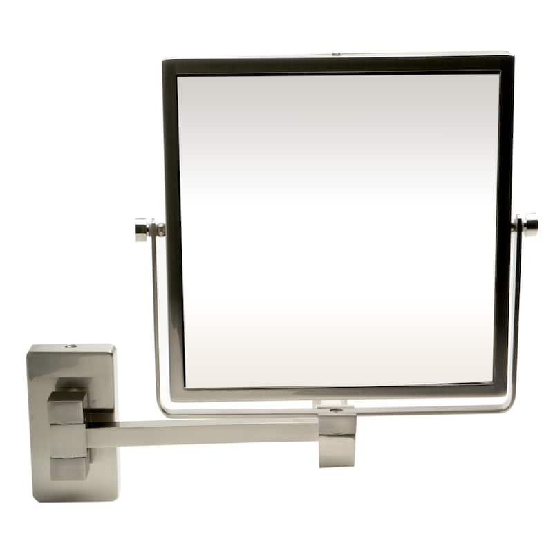 ALFI brand ABM8WS-BN 8" Square Wall Mounted 5x Magnify Cosmetic Mirror - Grey