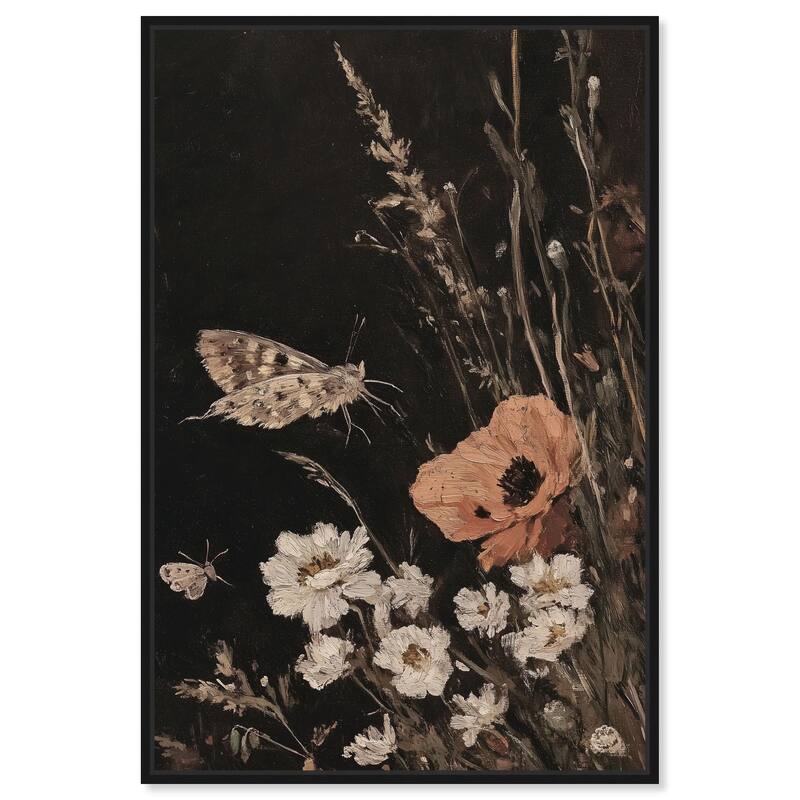 Poppy and Moth II Canvas by Art Remedy - Black - 20" x 30"