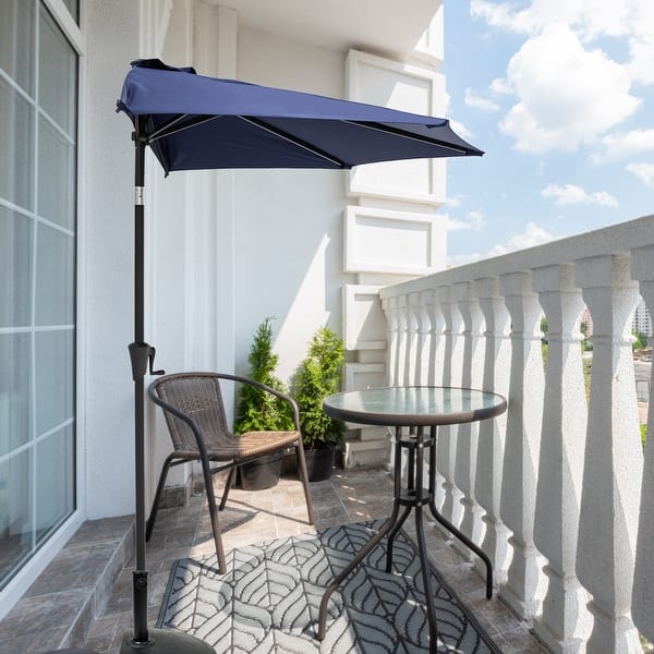 9 ft half round patio umbrella FLAME&SHADE 9 ft Half Round Market Patio Umbrella for Wall Balcony - Bed  Bath & Beyond