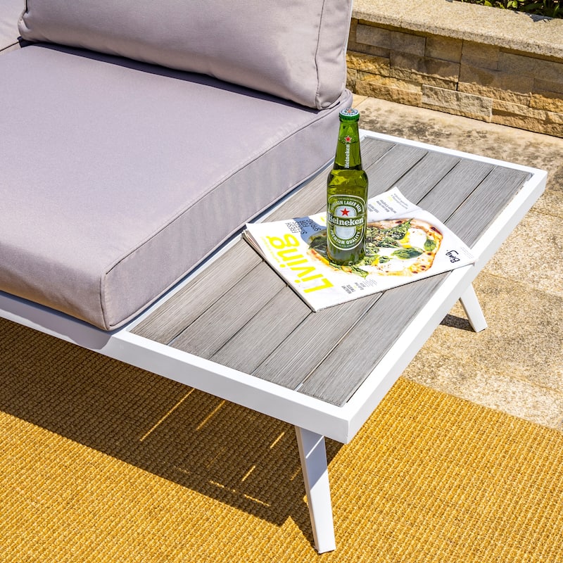 Glitzhome Outdoor Modern Patio Aluminum Sectional Seater Sofa or Coffee Side Table