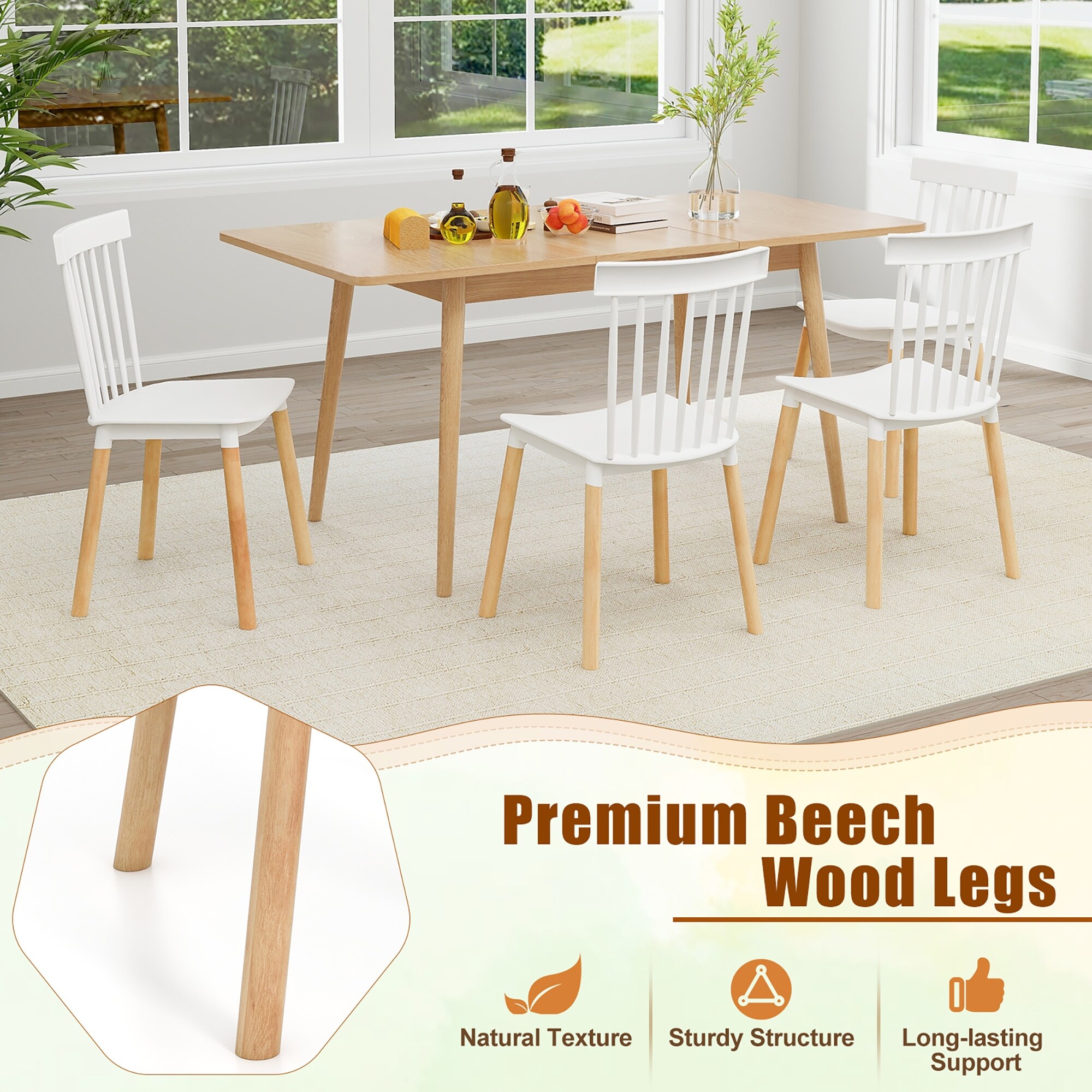Gymax Set of 4 Windsor Dining Chairs Dining Chairs w/ Spindle