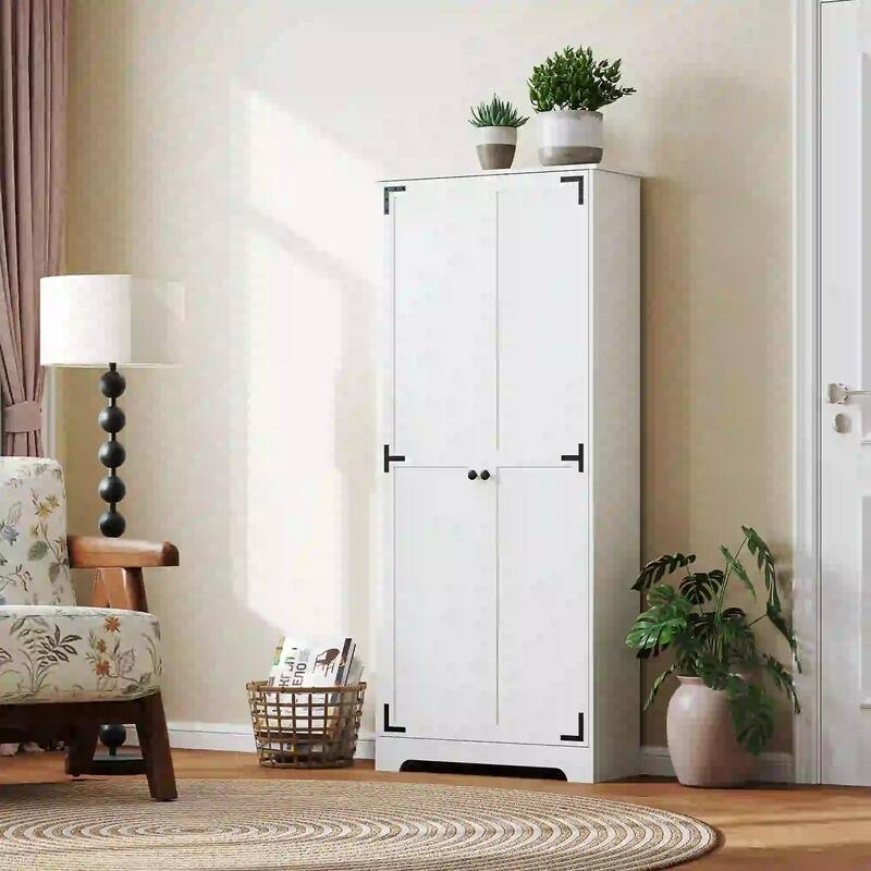72" Farmhouse Pantry Cabinet, Freestanding Food Pantry Cabinet