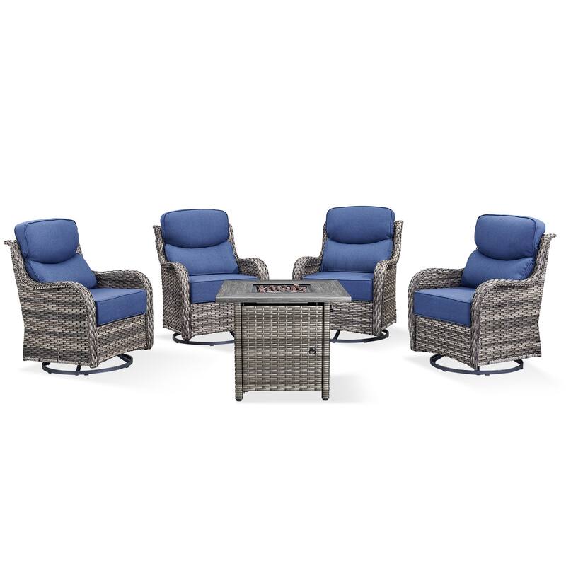 Pocassy Outdoor 6" Sofa Swivel Chairs with Fire Table Funiture