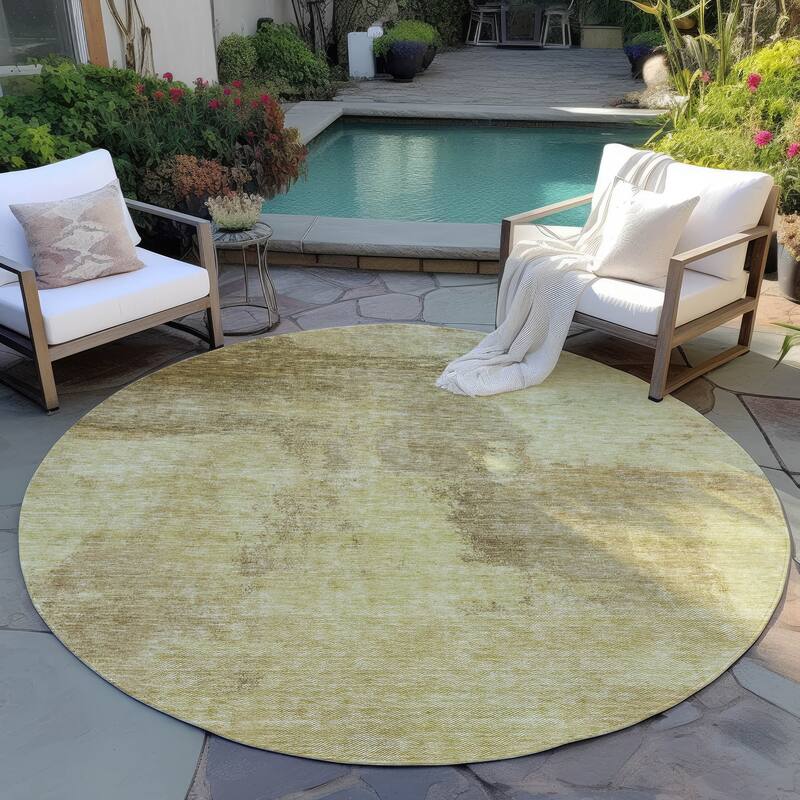 Machine Washable Indoor/ Outdoor Contemporary Abstract Chantille Rug