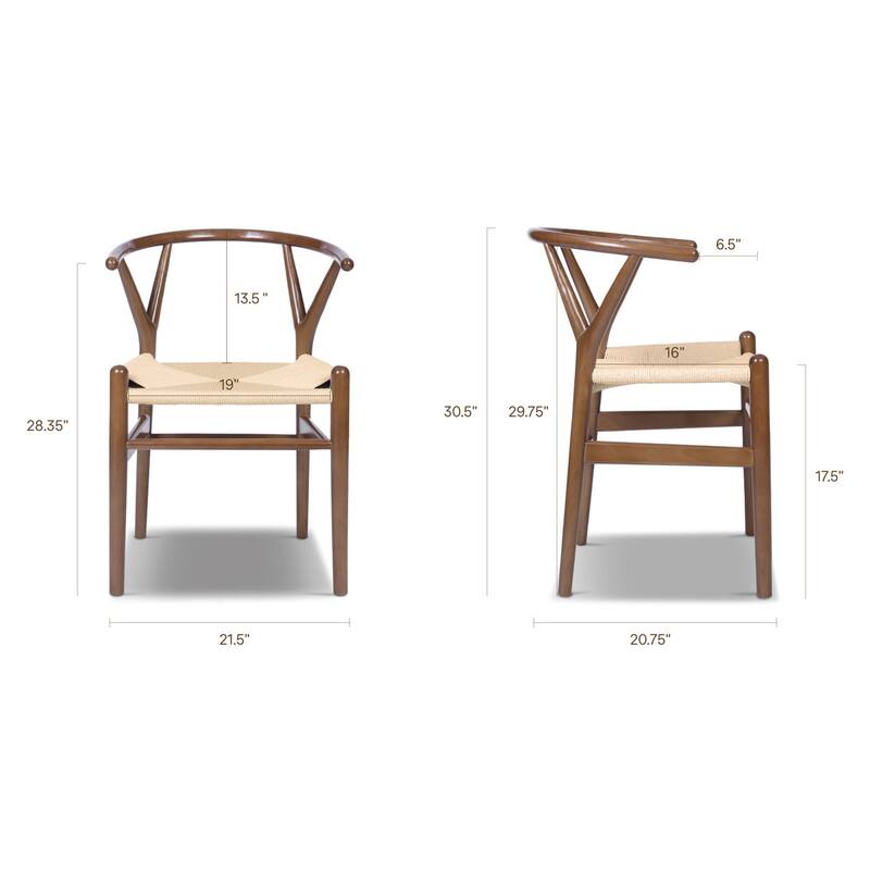 Edgemod Olsen Handwoven Cord Weave Dining Chair (set of 2)