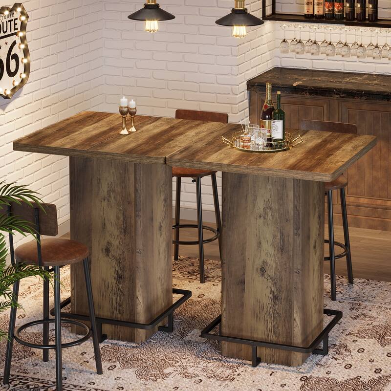 Square Bar Table, 39.37" High Pub Table for Small Bars