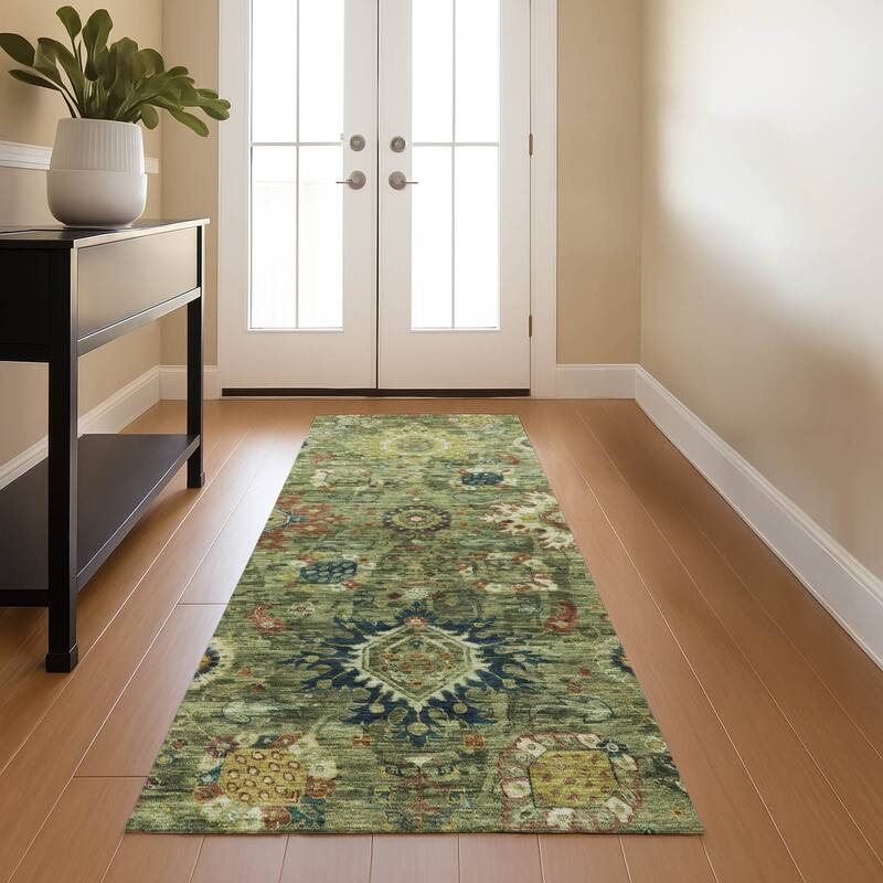 Premium Washable Super Soft Traditional Kashan Mayfield Rug - Aloe - 2'3" x 7'6"