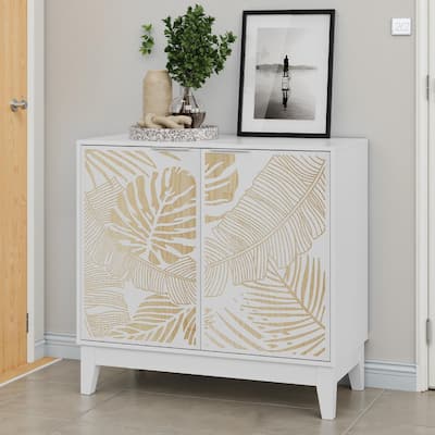 Vintage 2-Door Sideboard - Handcrafted Leaf Design