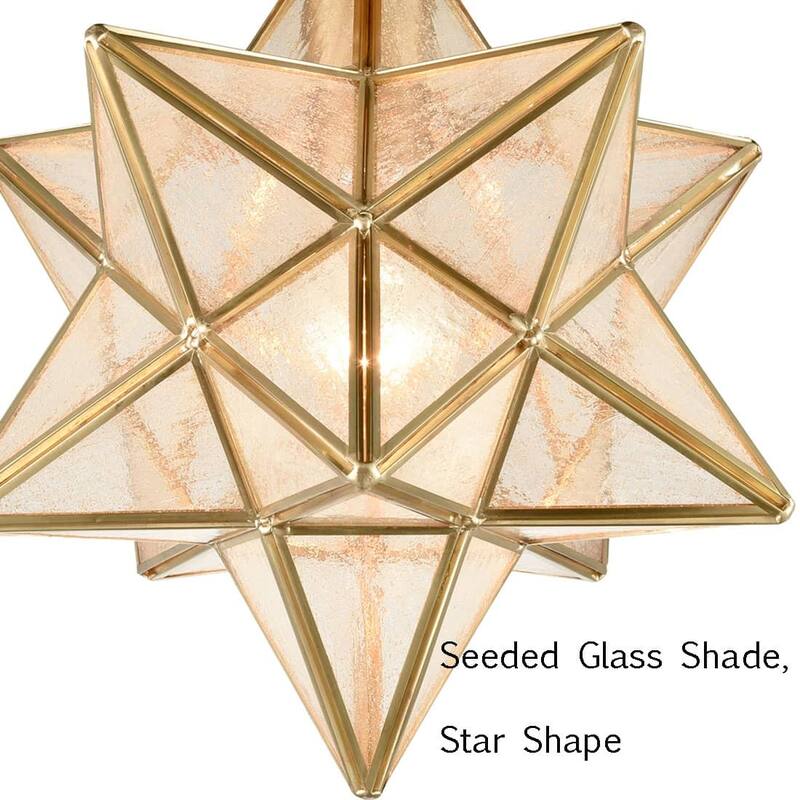 Ferrara Moravian Star Light Flush Mount Ceiling Light with Seeded Glass Shade 12-inch
