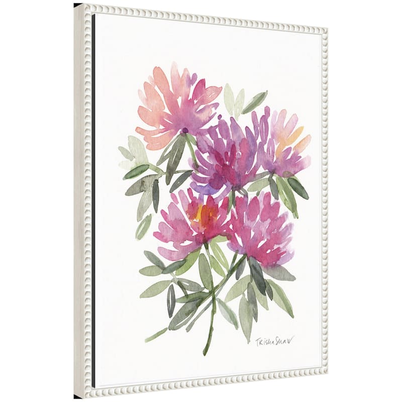 Kate and Laurel Sylvie Abstract Watercolor Pink Floral Framed Canvas by Patricia Shaw - 18x24 - Ivory