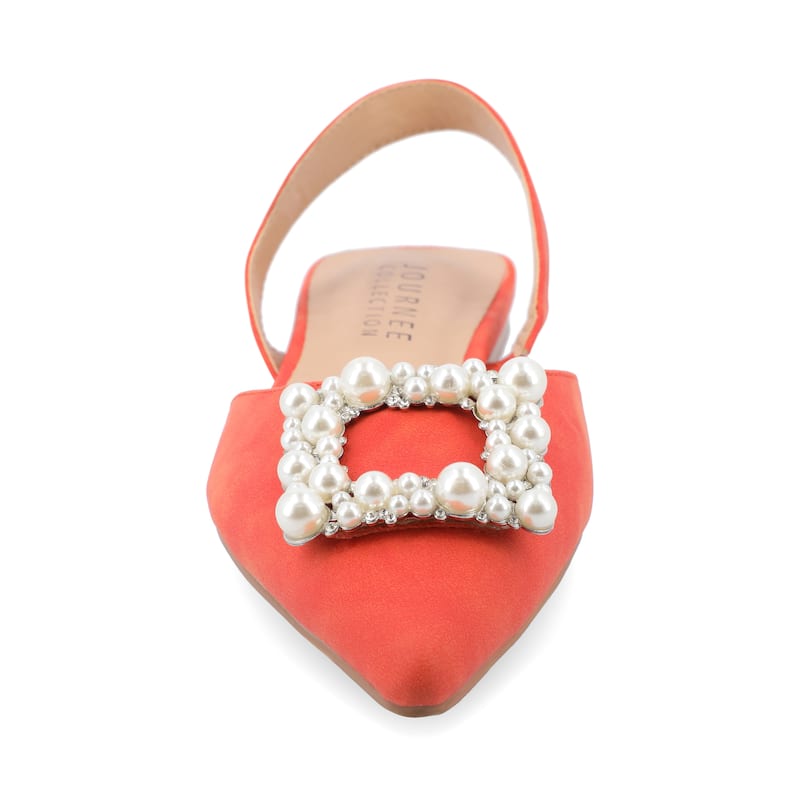 Journee Collection Women's Medium and Wide Width Hannae Sling Back Pointed Toe Flats - Medium - Orange - 7