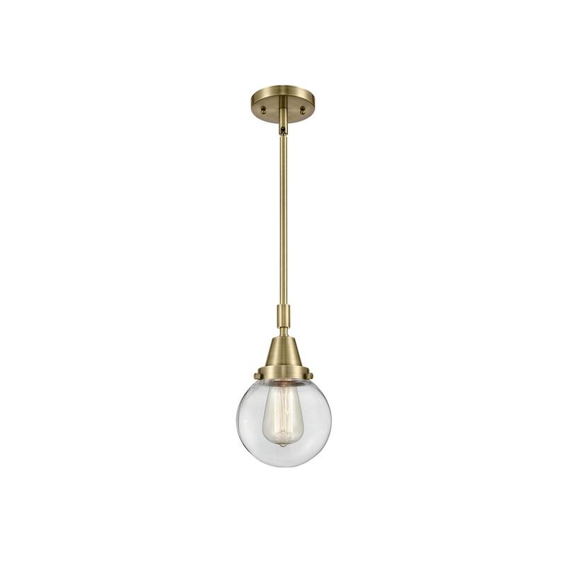 Innovations Lighting 447-1S-11-6 Beacon Pendant Beacon 6" Wide Mini - Antique Brass / Clear