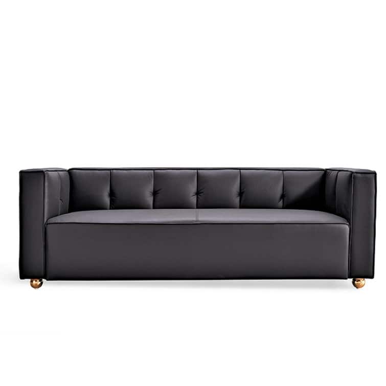US Pride Furniture Velvet Sofa with Tufted Low Back Design Elegant 87 inch - Black