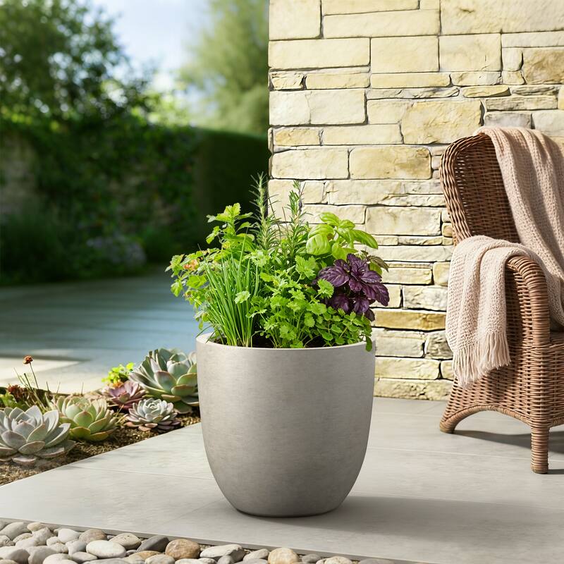 Concrete Tall Round Pot for Indoor & Outdoor(Upgraded Interior)