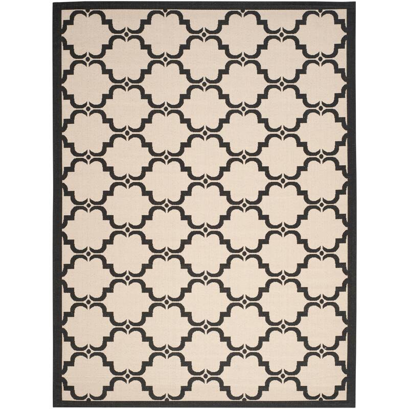SAFAVIEH Courtyard Charleen Indoor/ Outdoor Waterproof Patio Backyard Rug - 8' x 11' - Beige/Black