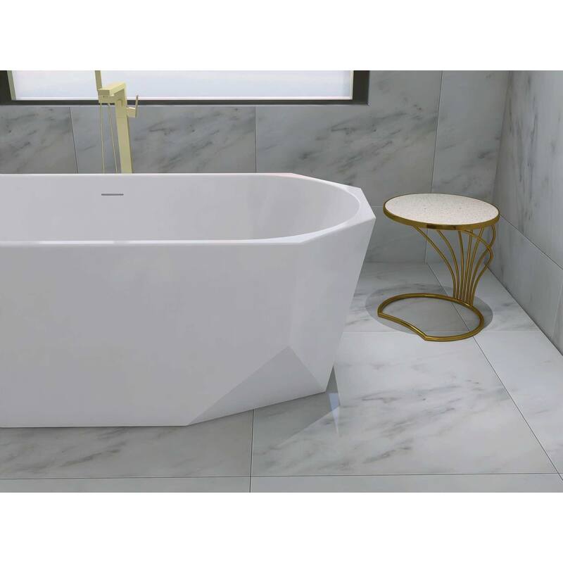 Edward Soaking Diamond Style Bathtub in Glossy White