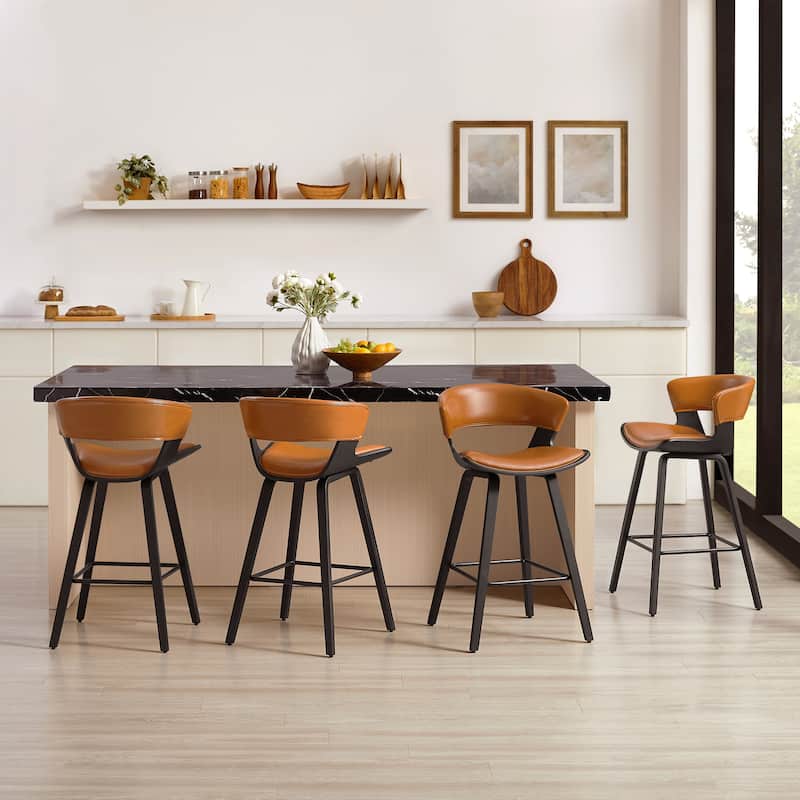 Art Leon Set of 2 Mid-Century Modern Upholstered Counter or Bar Stool
